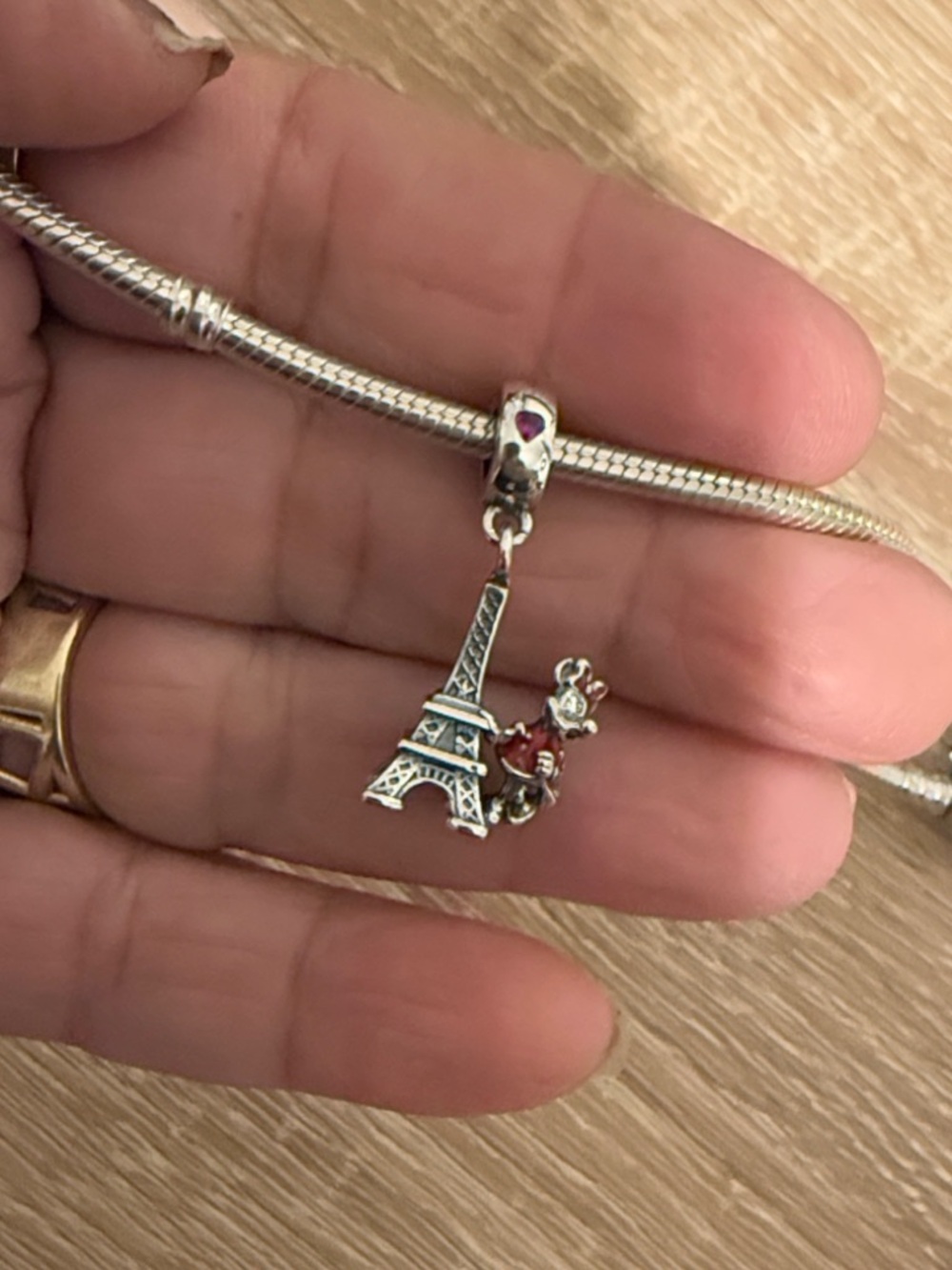 Pandora Minnie Mouse Eiffel Tower Dangle Charm - Silver with Red Enamel - Picture 5 of 6